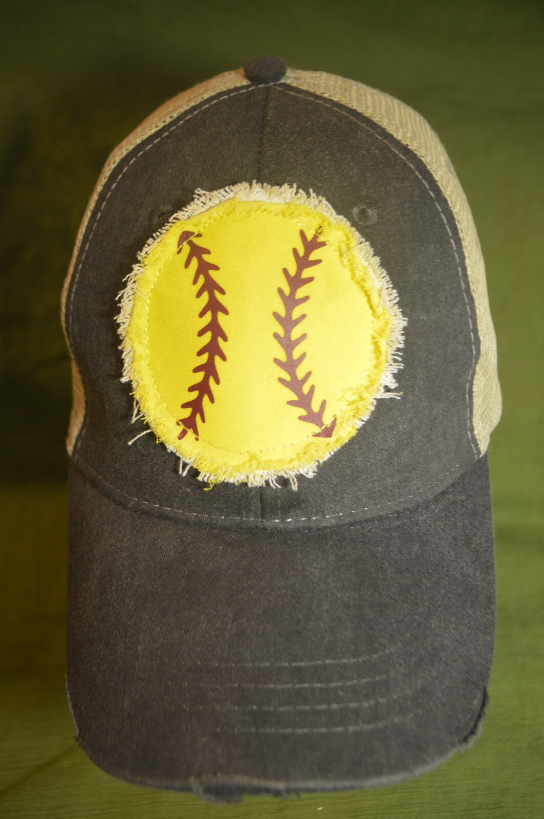 Yellow Baseball Patch Adjustable Gray Hat Cap by … - image 1