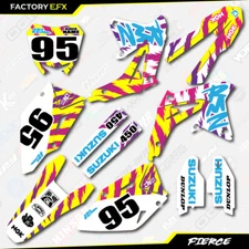 Retro Yellow Fierce Graphics Decal Kit fits Suzuki RMZ450 08-17 RMZ 450 