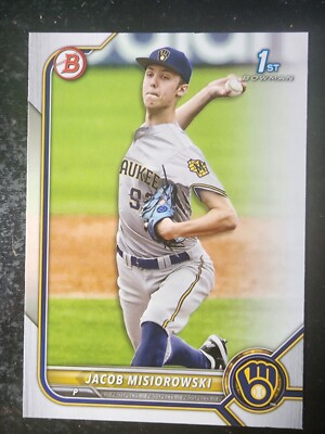 2022 Bowman 1st rookie Jacob Misiorowski #132 Milwaukee Brewers MLB Baseball RC