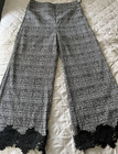 Women pants. River Island. Super high waist back/white plaid. Wide leg Lace trim — photo 2