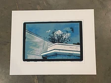Vintage 1970’s Screen Print  Signed Blue Art Architecture Building