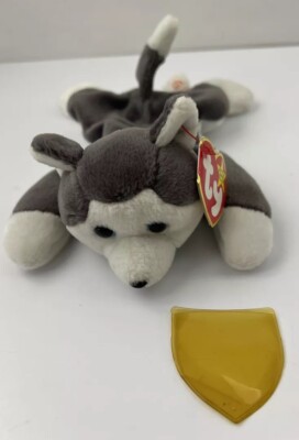 Ty Beanie Baby NANOOK the Husky Dog 7.5 Inch) MINT with MINT TAGS Tag Protector