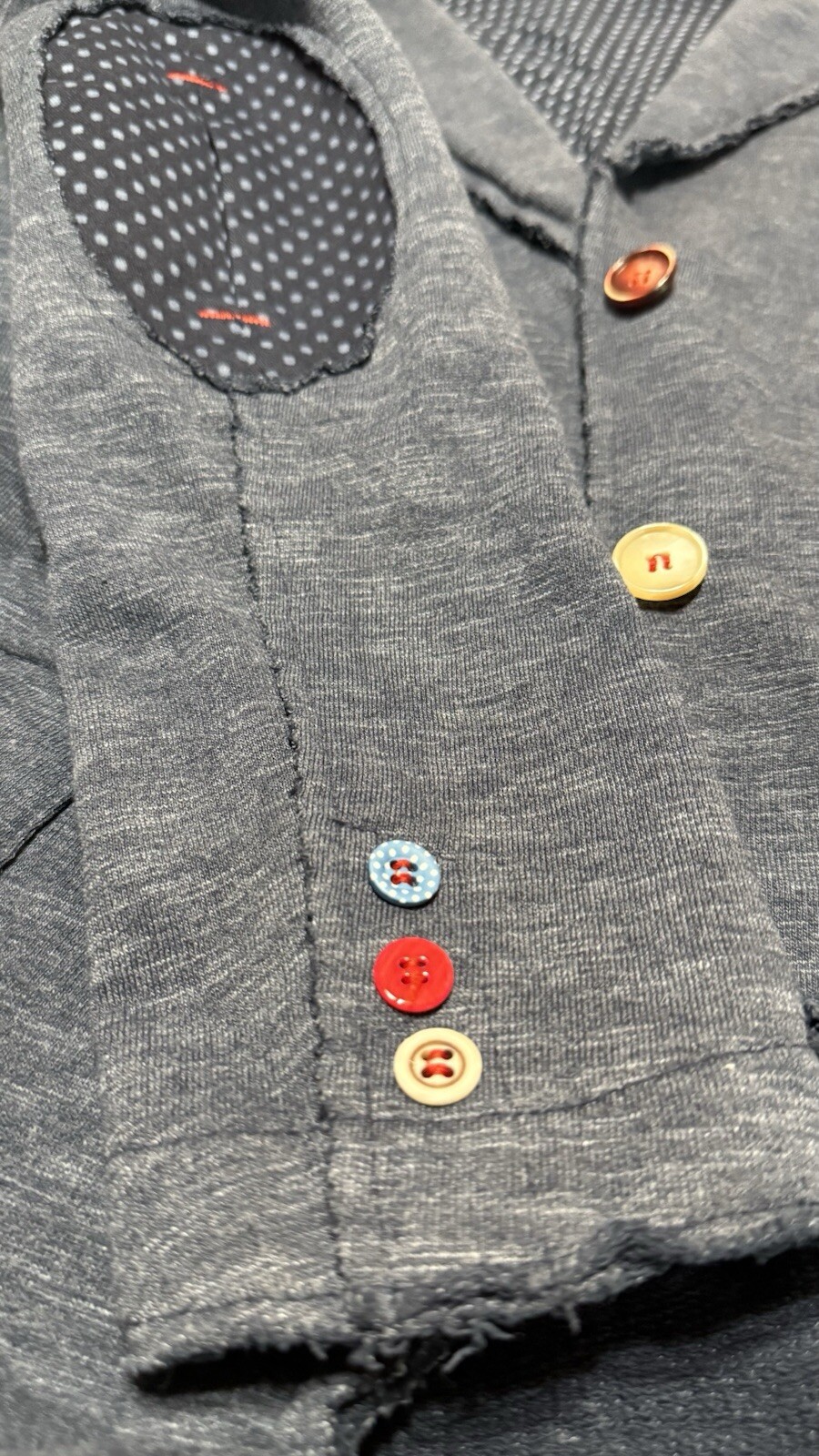 Patchwork BeTween Elbow Colorful Button Blazer Jr… - image 5