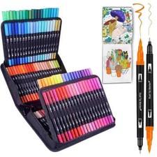 Non-Toxic 12pcs-120pcs Double Headed Drawing Art Marker Pen Dual Tip Adults Kids