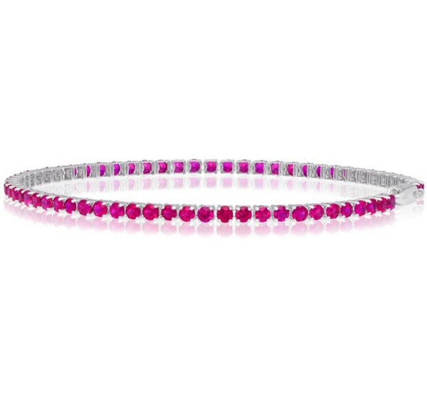 Bracelet en platine / 68 Saphirs Rose/Rouge intense Unisex – Certifié GRA