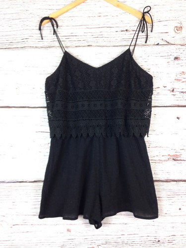 Black Embroidered Romper Sz 10 