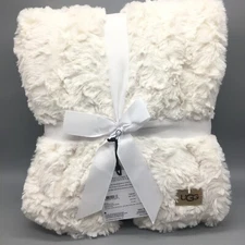 UGG Adalee Natural White Faux Fur Throw Blanket 50x70 Cozy Textured Luxury NEW