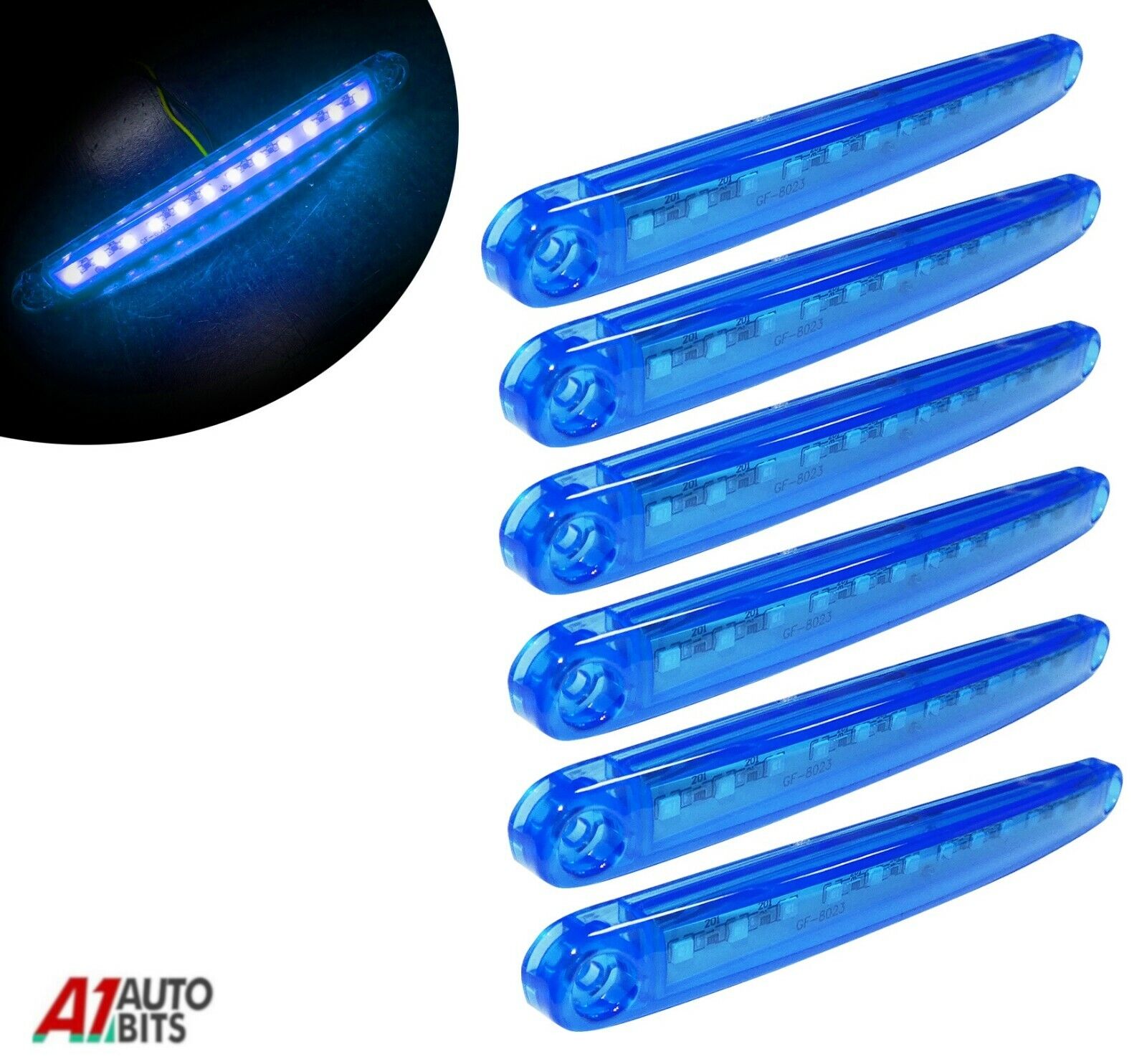 6 Extra Long 注目 6.3“ 24V Blue Led Side Marker T Lights 正規店 Position Fit