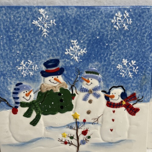 4- St. Nicholas Square Button Up Snowman Family Trivet/Hot Plate 7"×7" - Picture 4 of 12