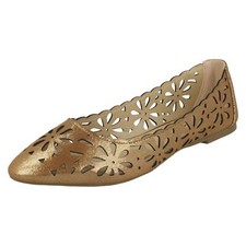 Spot On Ladies Flower Cut Out Ballerina Shoes