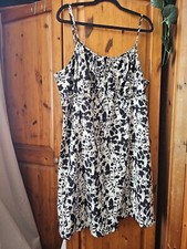 Shein curve Cream Black Floral Ruffle Slip Sun dress plus size 2xl 18 20 new