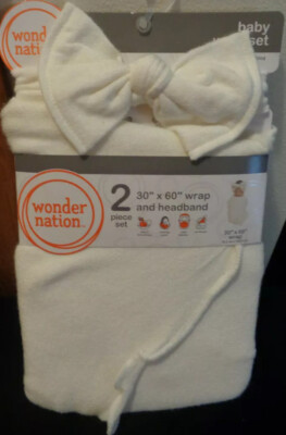 Infant Baby Newborn Cocoon Wrap & Headband Cream 2 Pcs 30X60 Photo Swaddle Soft!