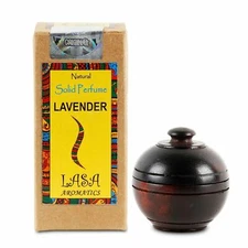 Lasa Aromatics Lavender Natural Solid Perfume Body Musk In Wooden Jar - 6 gm