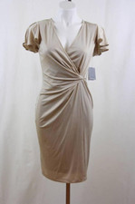 Marc New York NEW Light Gold Short Sleeves Faux Wrap Side Knot Dress Size 2 NWT