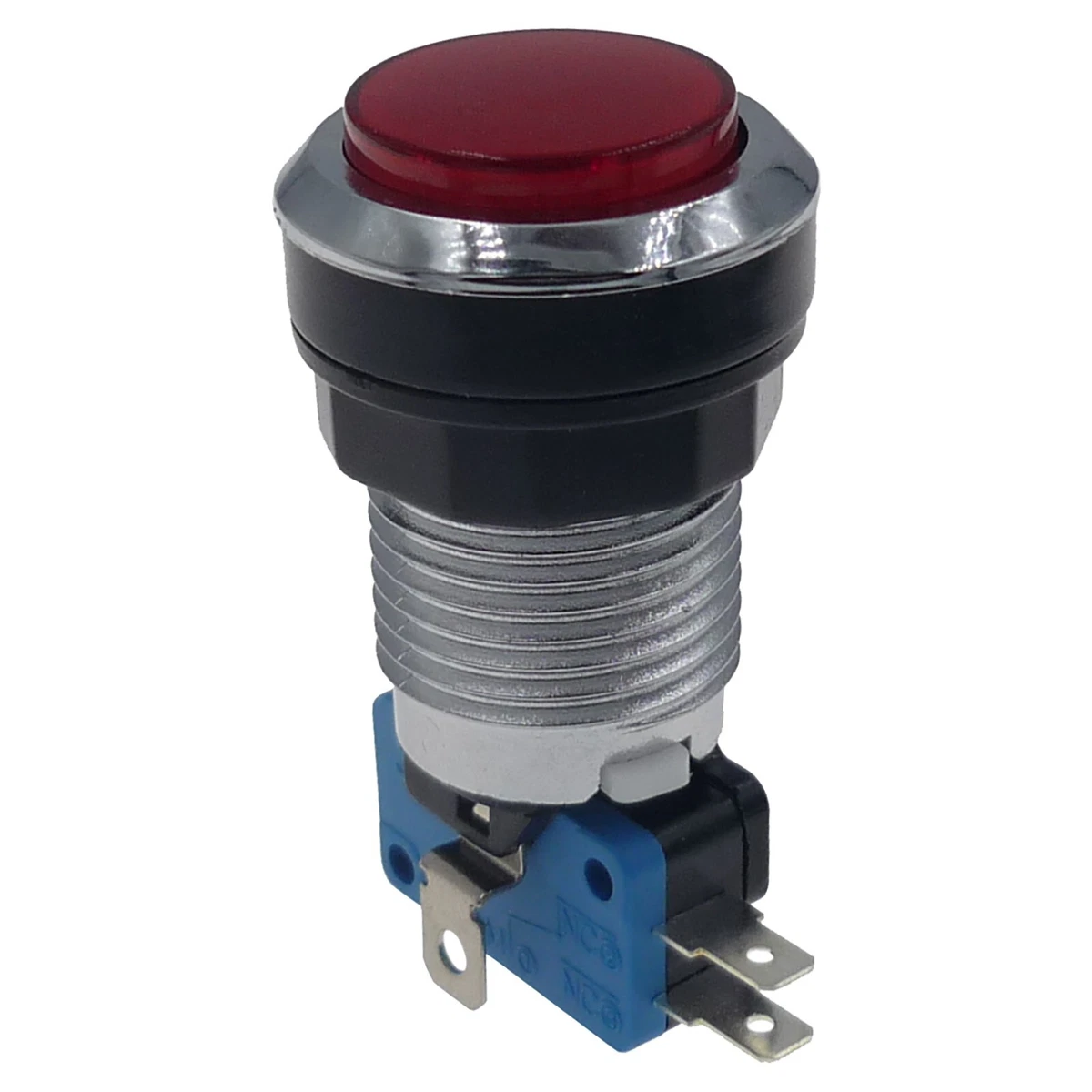 JDF Arcade - Bouton chromé rouge lumineux 28 mm
