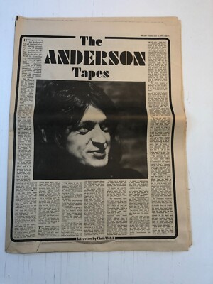 JON ANDERSON (YES) 'The Anderson Tapes' 1972 UK ARTICLE / clipping