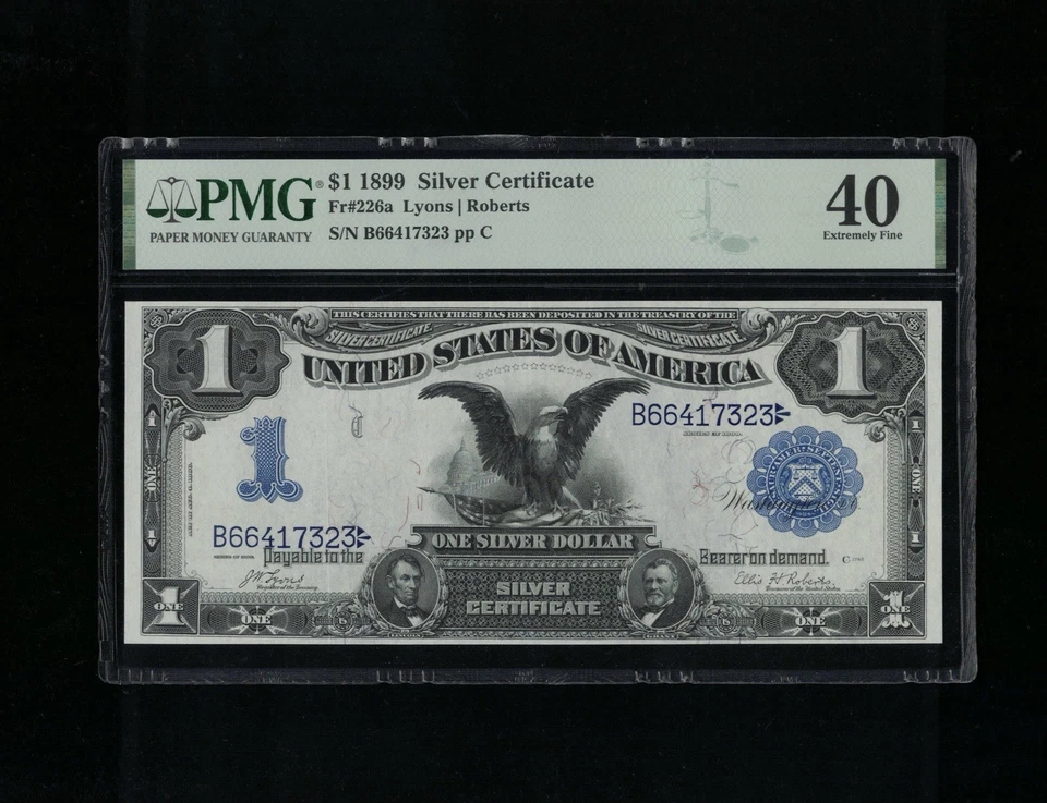 SC 1899 $1 Fr.226a Black Eagle Silver Certificate PMG 40 XF - Dark Blue (323) - Image 2 of 4