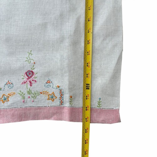 Embroidered Cottagecore Linen Tea Towel Shabby Decor Vintage Fingertip Farmhouse - Picture 3 of 5