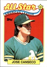 Jose Canseco 1989 Topps #401 Oakland Athletics FREE SHIPPING AutographDen