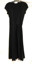 REFORMATION Jeans Black Becca Wrap V-Neck Midi Jersey Stretch Knit Dress XS 0/2