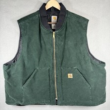 Vintage Carhartt V02 SPC Mens 4XL Work Wear Vest Quilted Y2K USA Forest Green