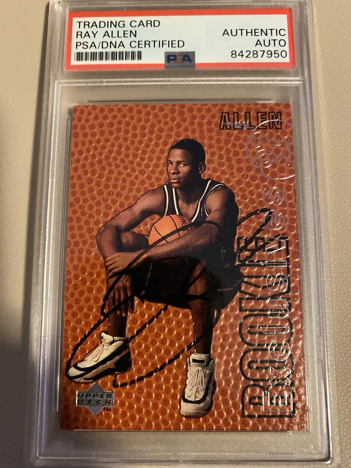 Ray Allen Autographed Signed UConn Huskies Rookie basketball card PSA/DNA Certified 
