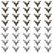 40Pcs Deer Head Charms Pendant, 2 Colors Vintage Alloy Deer Jewelry Charms fo...