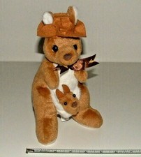 Kangaroo 9" Plush, Attached Joey, Australia Ribbon Decor, Age Unknown, pre-owned