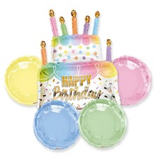 5 Piece Happy Birthday Pastel Cake Foil Balloon Bouquet NEW