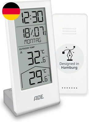 ADE Funkuhr Digital Mit Temperaturanzeige Und Außensensor | Thermometer Für Inne