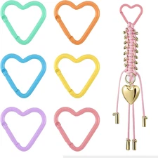 6 Pack Heart Shape Carabiner Keychain Clips, Lightweight Aluminum Alloy Hook Cli