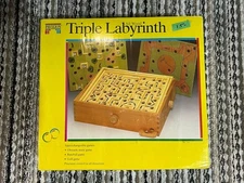 Pavilion Triple Labyrinth 92 Tabletop Board Game Wood Maze Baseball Golf Sealed