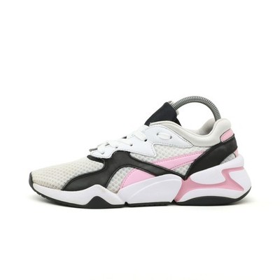 PUMA Damen Nova 2 Schuh Weiß/Schwarz/Rosa Mesh/Leder Low-Top Sneaker EU 39