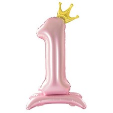 42 Inch Pink Number Balloons 0-9 with Crown, Helium Aluminum Foil Big Number ...