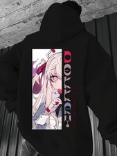Men's Anime Graphic Print Hoodie -Trendy Casual Pullover w/Vibrant Character Des