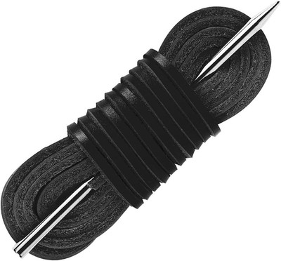 (TM 3Mm Flat Leather Shoe Lace Strip Cord Braiding String with Lacing Needle