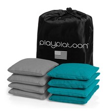 Weather Resistant Cornhole Bags - Set of 8 Regulation Corn Hole - Teal  Gray...