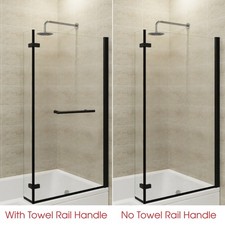 Matte Black Pivot Curved P Bath Shower Screen Glass Door L Shaped Hinged Panel