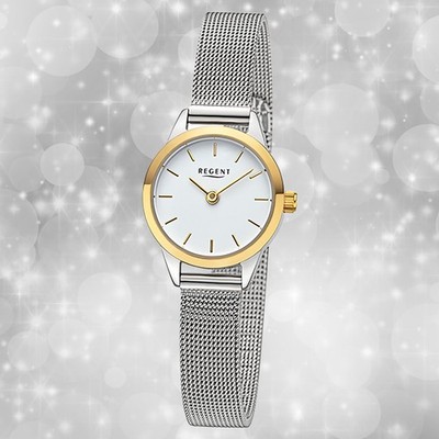 Armbanduhr Metall silber Damen Uhr Analog Regent Metallarmband URF1442