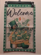 NEW 1pc Double Sided Welcome St Patricks Day Garden Flag 12x18 Shamrock