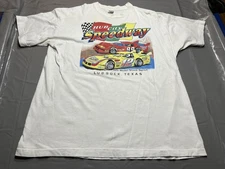 Vintage Hub City Speedway Shirt Mens 2XL White Lubbock Texas Racing Cars 90s USA
