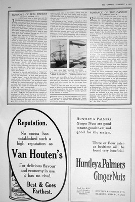 Alter Druck 1921 Robbe Angeln Sealer Schiff Luftschiff Van Houten Huntley Palmer 20.