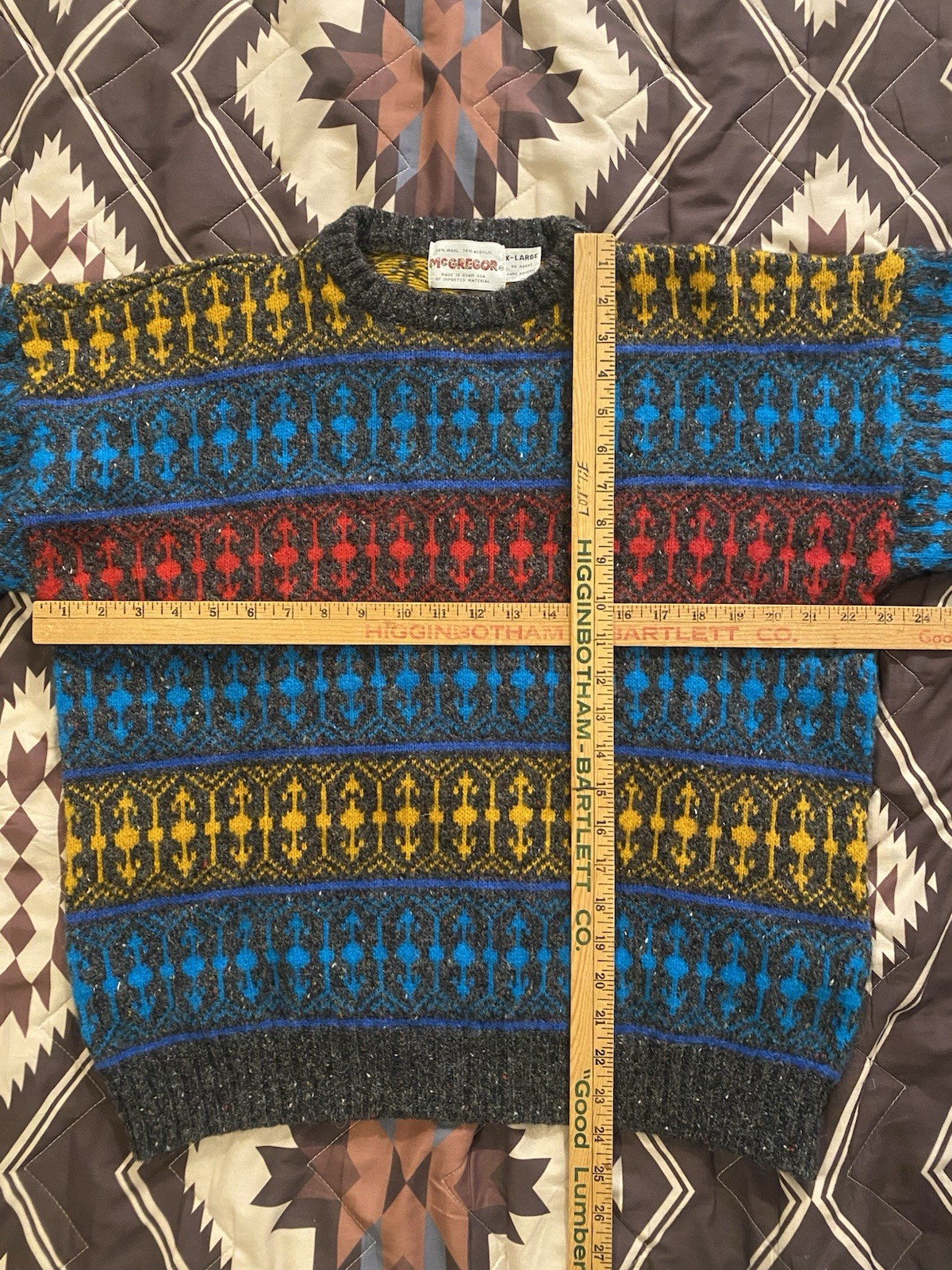 Vtg McGregor Multicolored Wool Pullover Knit Swea… - image 4