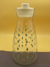 VTG MCM Pyrex Aqua Turquoise Atomic Diamond Starburst Carafe!