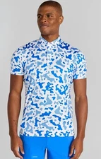 $110 Redvanly Men’s Camo Barres Golf Performance Stretch Polo Shirt-Blue-Large