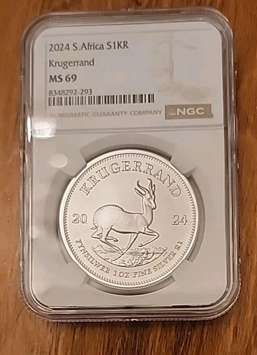 2024 South Africa 1oz Silver Krugerrand NGC MS69 Brown Label
