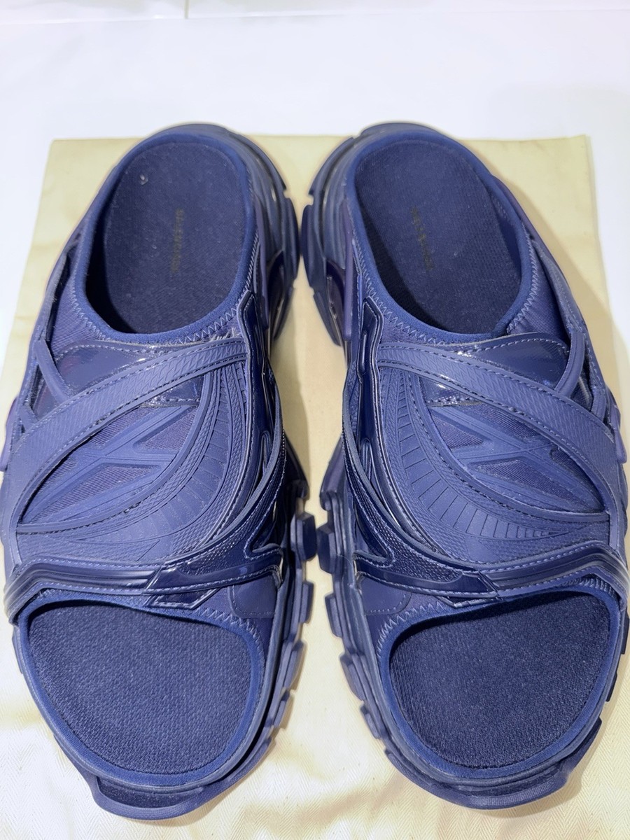 BALENCIAGA ネイビー サンダル Balenciaga Men's Blue Logo Slip-On Slide Sandals Solid Pattern | eBay