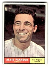 1961 TOPPS LOS ANGELES ANGELS ALBIE PEARSON #288 SMALL PAPER LOSS BACK