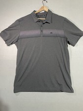 Travis Mathew Mens Polo Shirt XXL Gray Striped Golf Performance Stretch 2XL