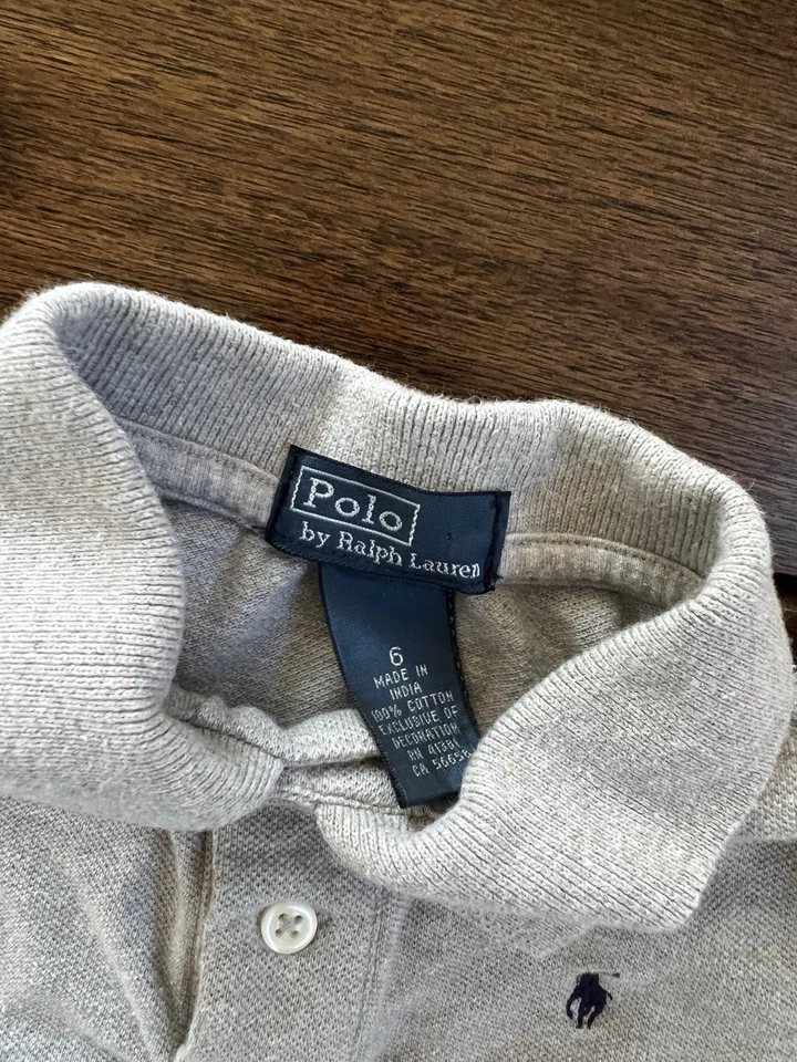 Lot Of 2 Boys Polo Ralph Lauren Shirts Size 6 Short Sleeve Green & Grey - Image 4 of 4